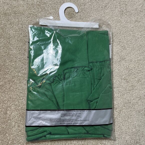 VTG NOS 70" RUFFLED Green Round Tablecloth Holiday‎ Avon Home Fashion USA Made - Picture 4 of 6